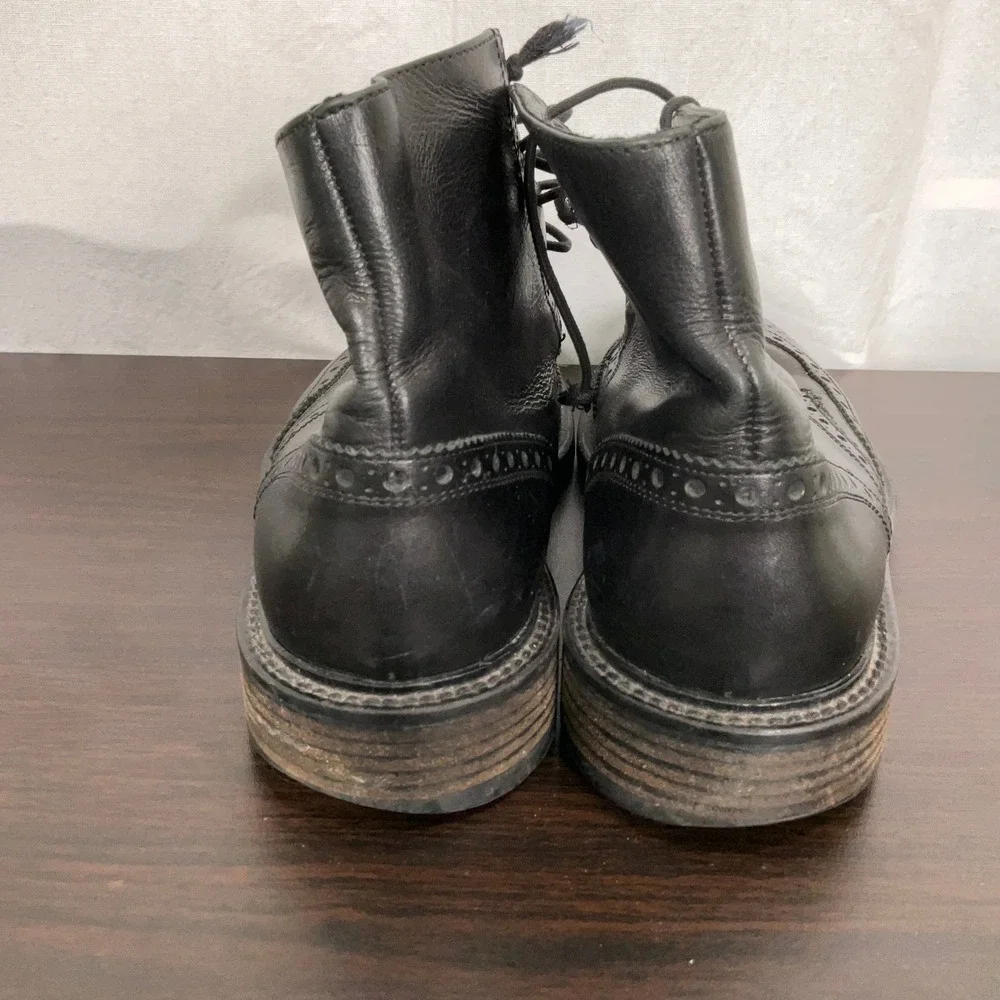 Banana Republic Brogue Boots Mens 9D Black Italy Leather Wingtip‎ Chukka Goth